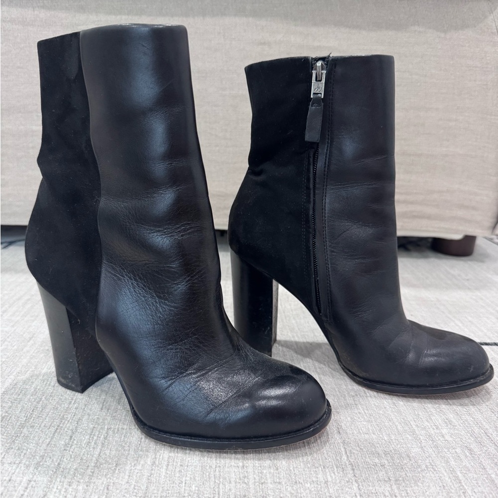 Sam Edelman Black Suede and Leather Ankle Boots Size 8.5
